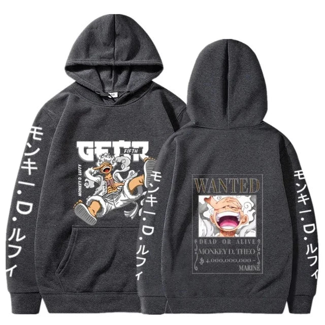 Sweat One Piece Luffy Fifth Gear gris