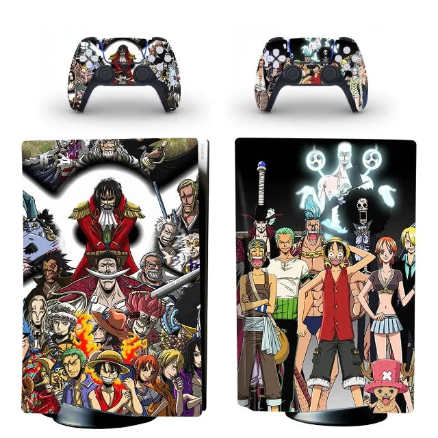 Sticker PS5 One Piece Luffy Gold Roger Autocollant Playstation Console &amp; Manette