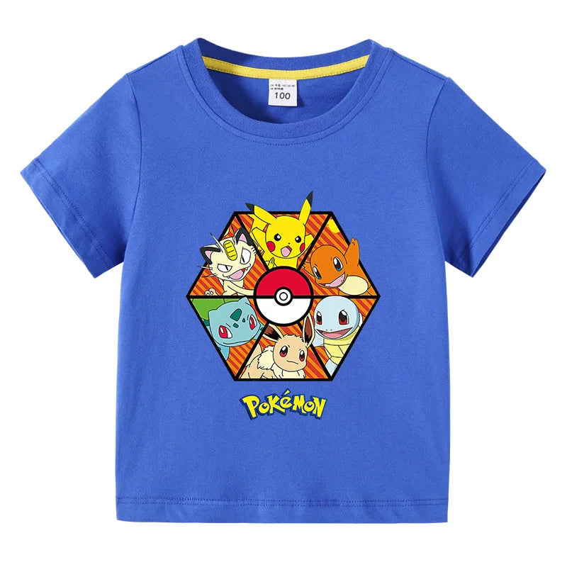 T-Shirt Pokemon Enfant Team Fille Garçon BLEU