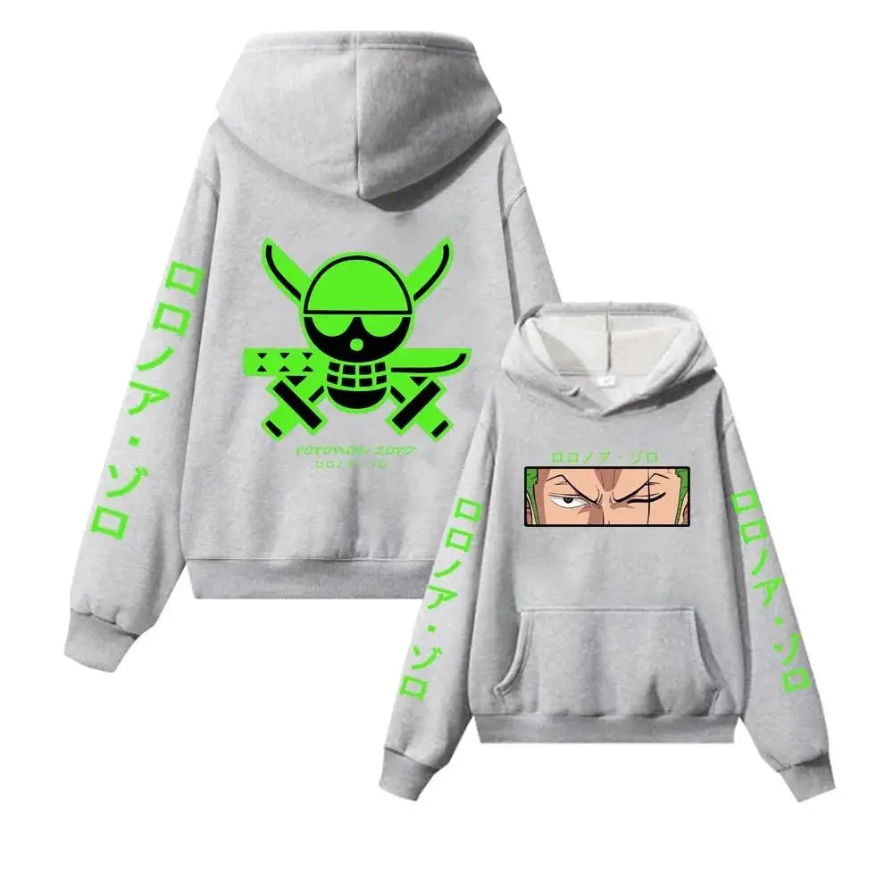 Sweat Pull à Capuche One Piece Roronoa Zoro Gris