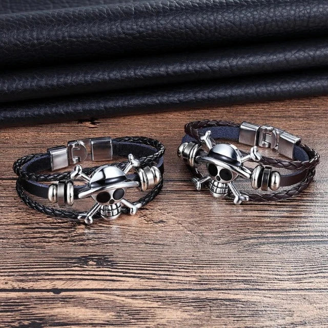 Bracciale in pelle Jolly Roger in un unico pezzo