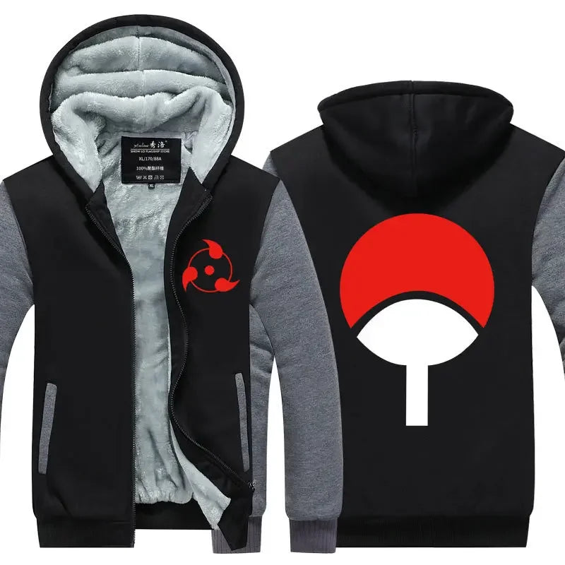 Veste Blouson Polaire Naruto Uchiha Gris