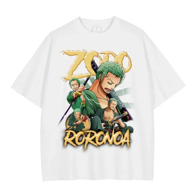 T-Shirt Vintage One Piece Roronoa Zoro Blanc