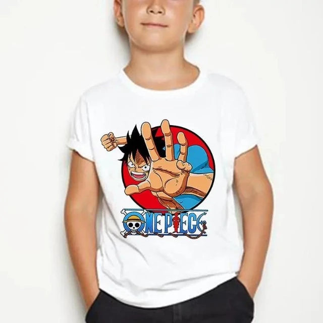 T-Shirt Enfant One Piece Luffy Attack Fille Garçon BLANC
