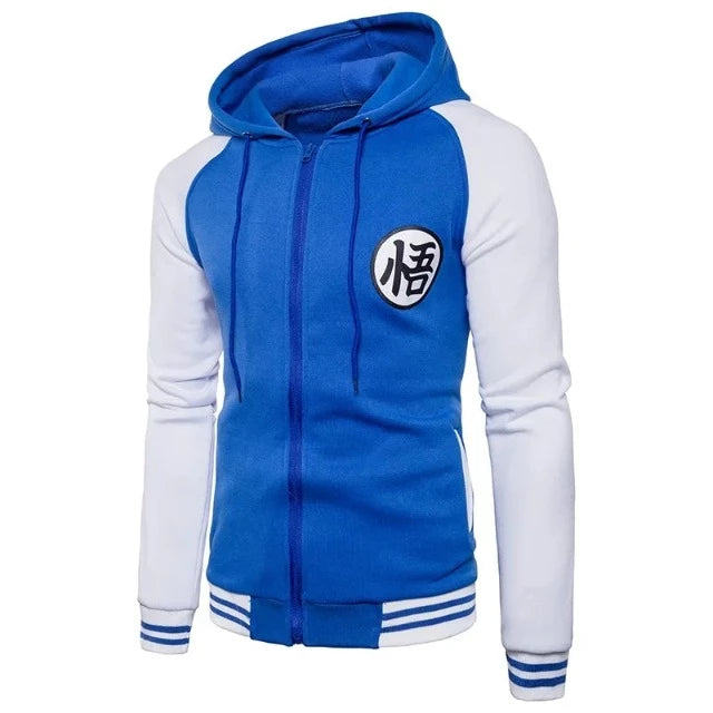 Sweat Gilet Dragon Ball Z Kanji Goku blanc bleu