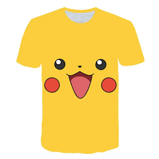 T-Shirt Enfant Pokémon Tête de Pikachu Fille Garçon