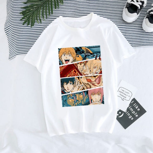 T-Shirt Maglietta Chainsaw Man Bianco