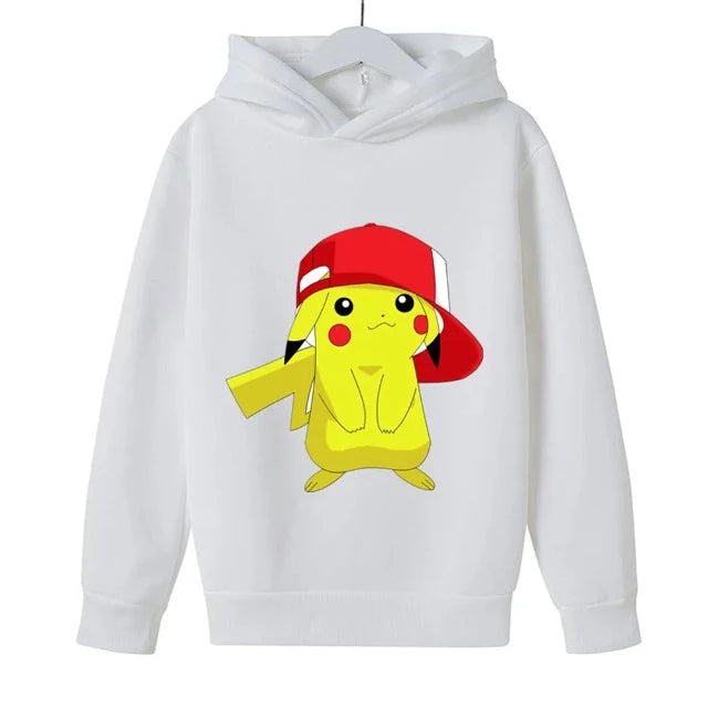 Sweat Pull à Capuche Enfant Pokemon Pikachu Blanc