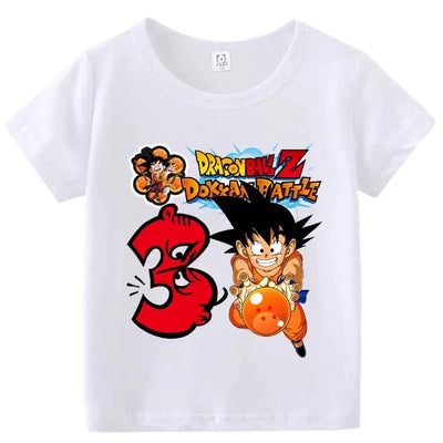 T-Shirt Enfant Dragon Ball Anniversaire Blanc Fille Garçon