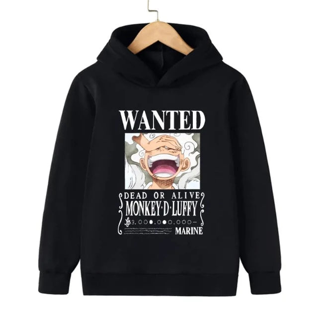 Sweat Enfant One Piece Wanted Pull Noir