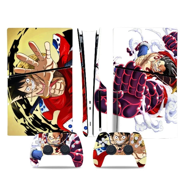 Sticker PS5 Slim One Piece Luffy Gear 4 Autocollant Playstation Console & Manette