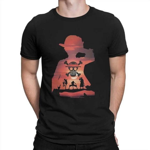 T-Shirt One Piece Luffy Jolly Roger Noir