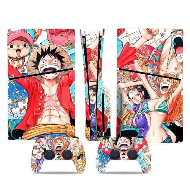 Sticker PS5 Slim One Piece Luffy Équipage Autocollant Playstation Console &amp; Manette