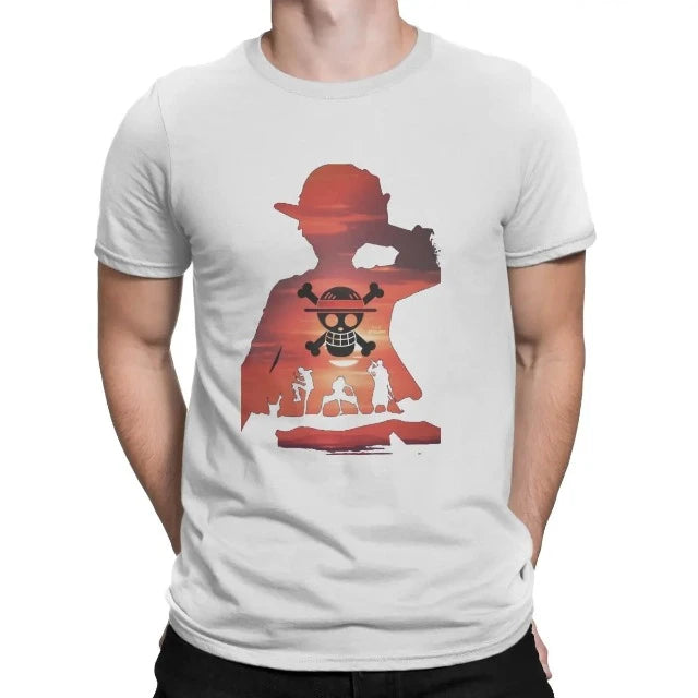 T-Shirt One Piece Luffy Jolly Roger Blanc