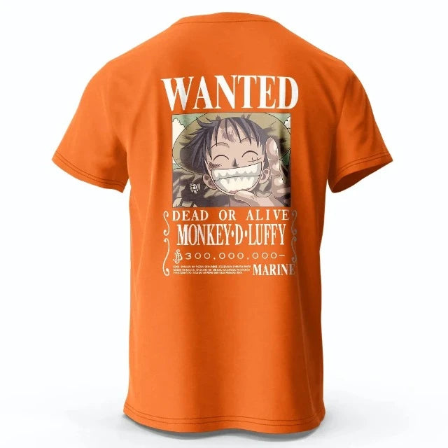 T-Shirt One Piece Luffy Wanted Orange