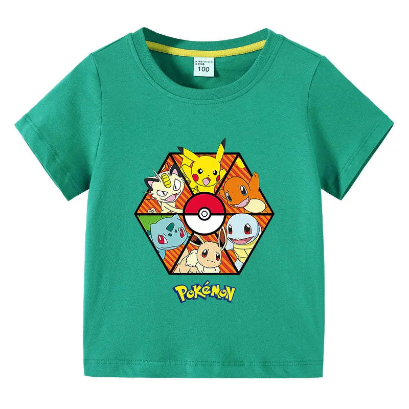 T-Shirt Pokemon Enfant Team Fille Garçon VERT