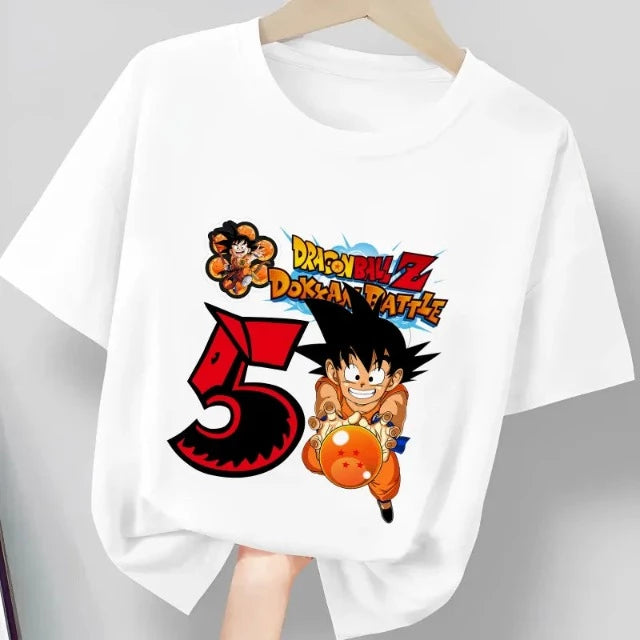 Camiseta Infantil Dragon Ball Cumpleaños Blanca Niña Niño