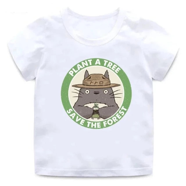 T-Shirt Enfant Totoro Save The Forest Fille et Garçon BLANC