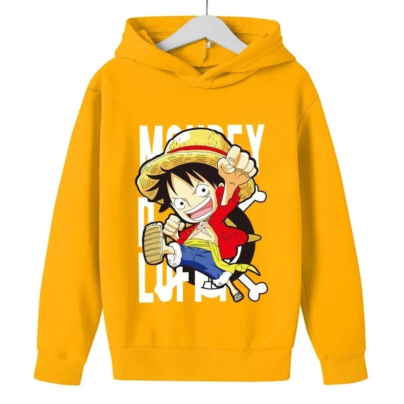 Sweat Pull à Capuche Enfant One Piece Luffy Jaune