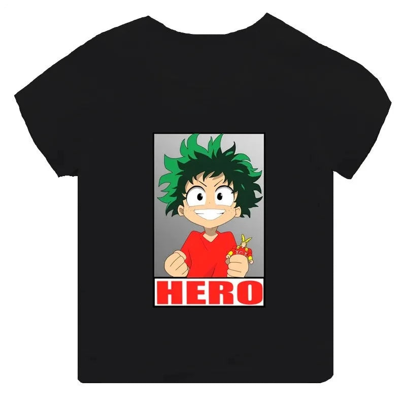 T-Shirt My Hero Academia Enfant Izuku Hero Fille Garçon NOIR