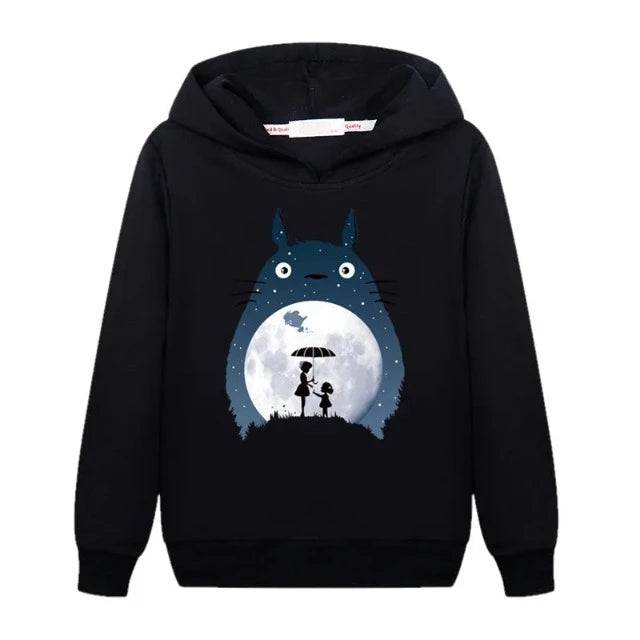 Sweat Enfant Totoro Pull Clair de Lune Fille Garçon NOIR