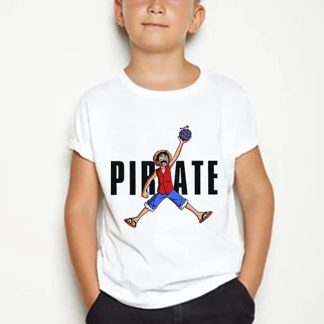 T-Shirt Enfant One Piece Pirate Fille Garçon BLANC
