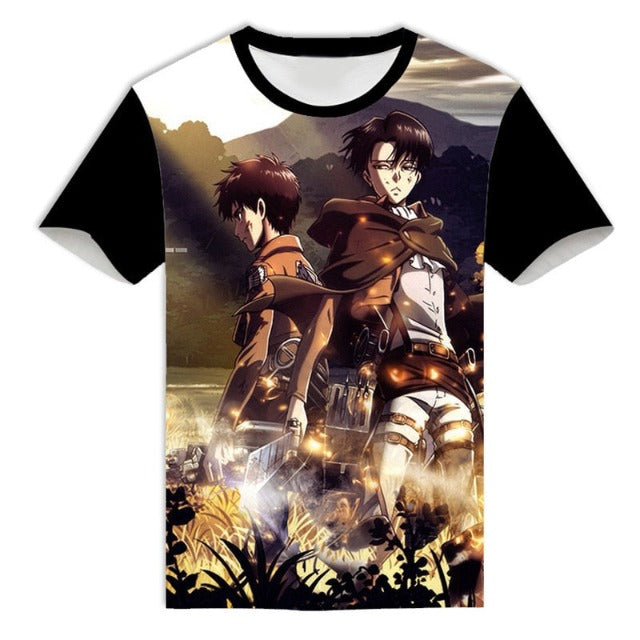 T-Shirt pour Enfant Attaque des Titans Eren &amp; Levi Garçon Fille