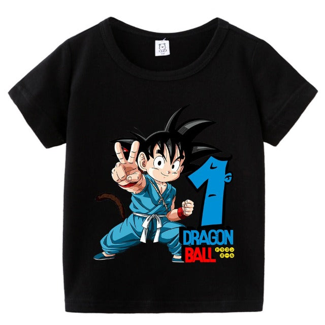 Maglietta per bambini Dragon Ball Compleanno Ragazza Nera Ragazzo