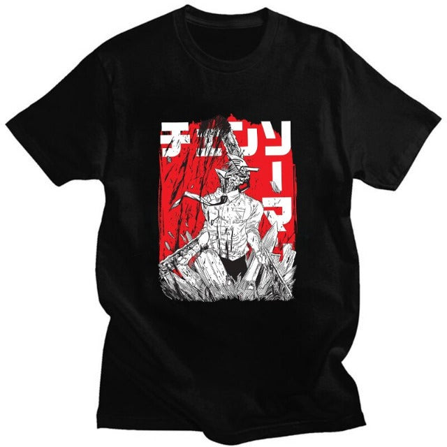 T-Shirt Maglietta Chainsaw Man Denji Nero