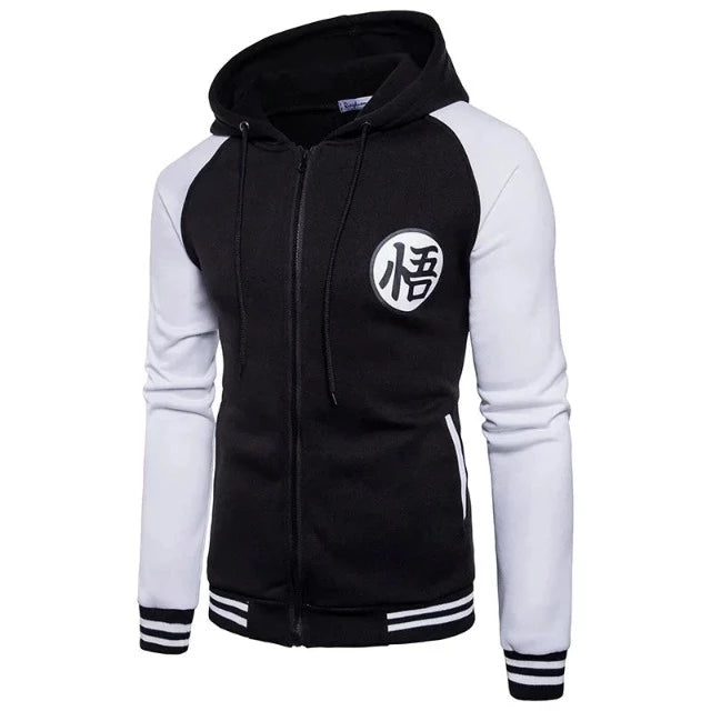 Sweat Gilet Dragon Ball Z Kanji Goku noir blanc