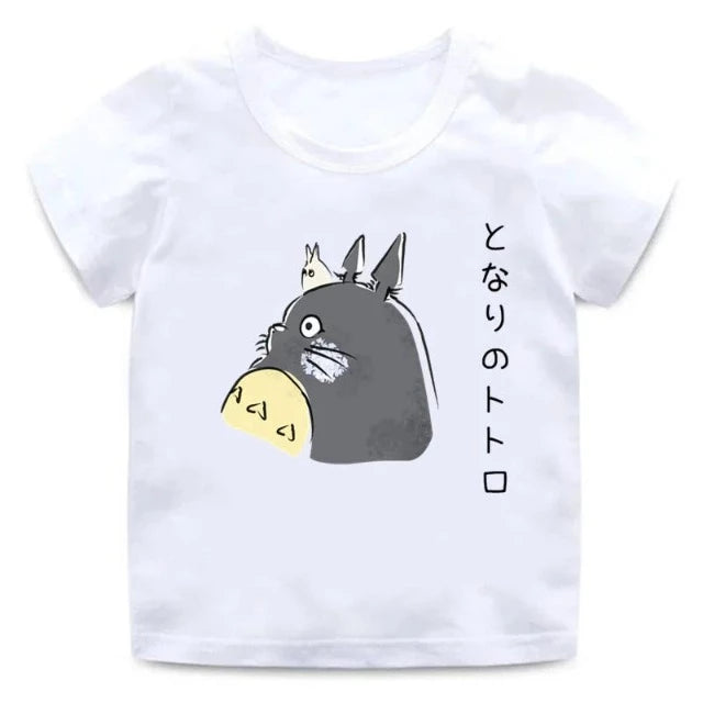 T-Shirt Enfant Totoro Ghibli Fille et Garçon BLANC