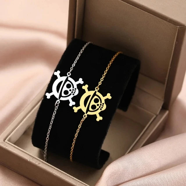 Bracelet One Piece Jolly Roger Or et Argent