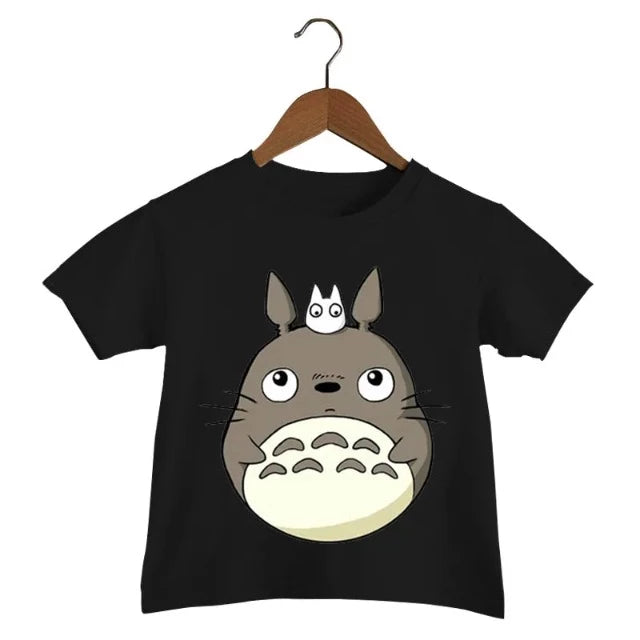 T-Shirt Enfant Totoro Mignon Fille et Garçon NOIR