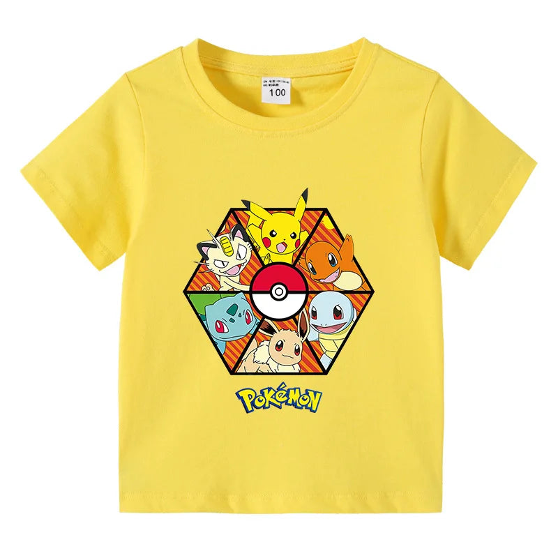 T-Shirt Pokemon Enfant Team Fille Garçon JAUNE