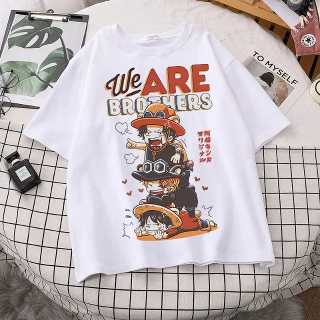 T-Shirt One Piece We Are Brothers Blanc