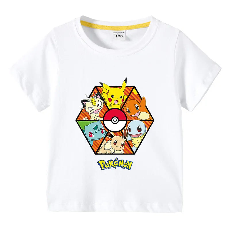 T-Shirt Pokemon Enfant Team Fille Garçon BLANC