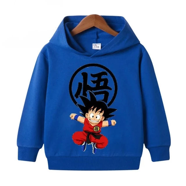 Sweat Enfant Dragon Ball Pull Goku Kanji BLEU