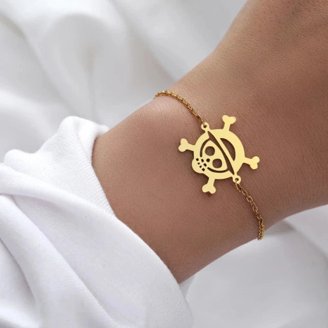Bracelet One Piece Jolly Roger Or et Argent
