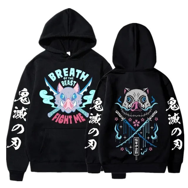 Sweat Pull à Capuche Demon Slayer Inosuke Noir