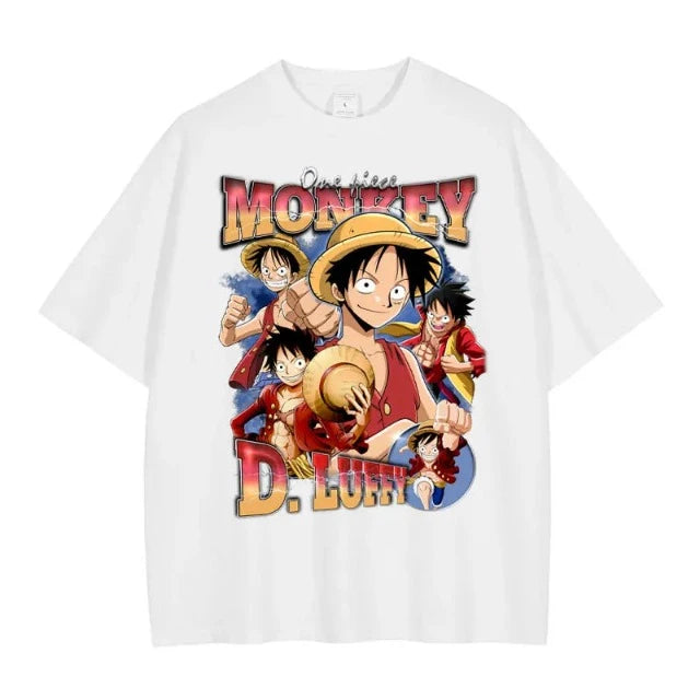 T-Shirt Vintage One Piece Monkey D. Luffy Blanc