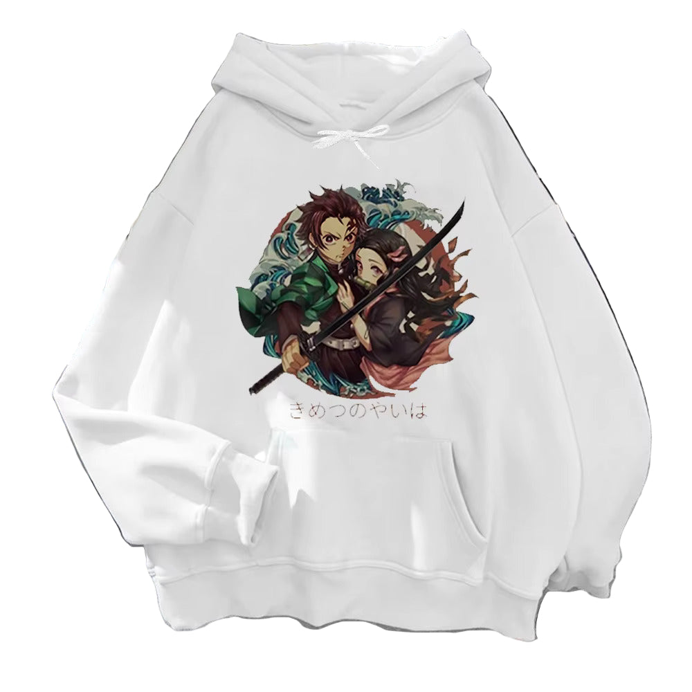 Sweatshirt A Capuche Manga Demon Slayer Tanjiro & Nezuko Adulte Homme Femme Longues Manches