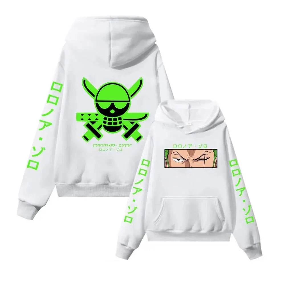 Sweat Pull à Capuche One Piece Roronoa Zoro Blanc