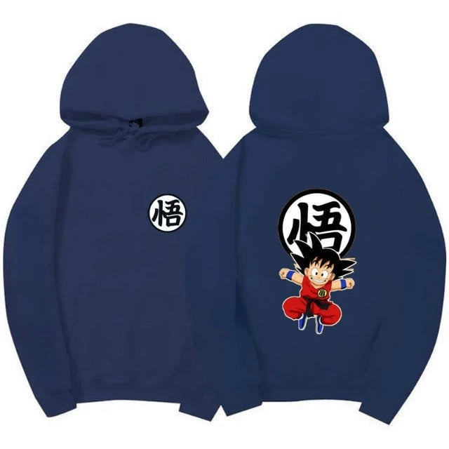 Sweat Pull Dragon Ball Z Goku Kanji Go bleu