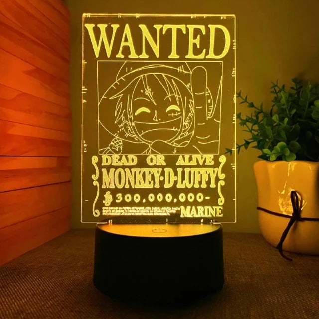Lampe One Piece Monkey D. Luffy Wanted