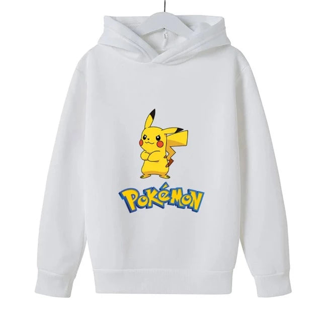 Sweatshirt Pull à Capuche Enfant Pokemon Pikachu Blanc