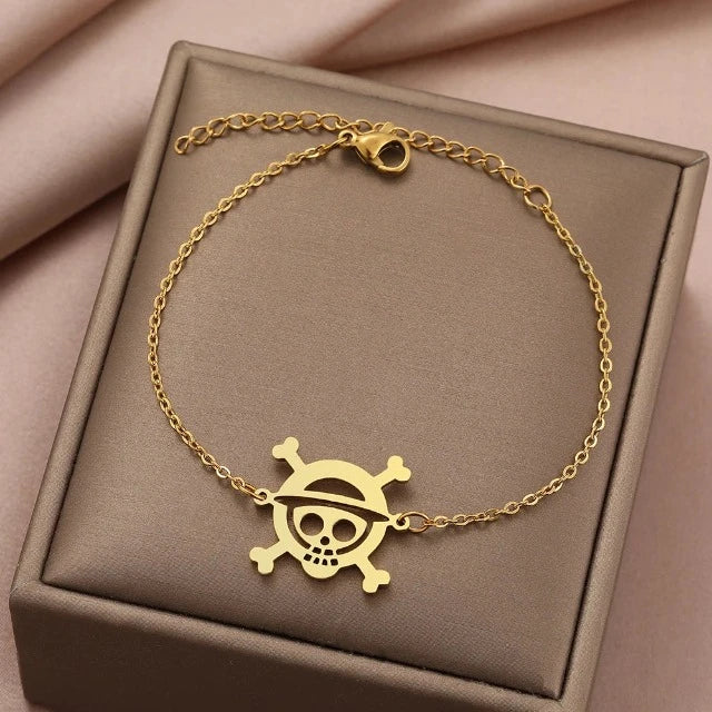 Bracelet One Piece Jolly Roger Or et Argent