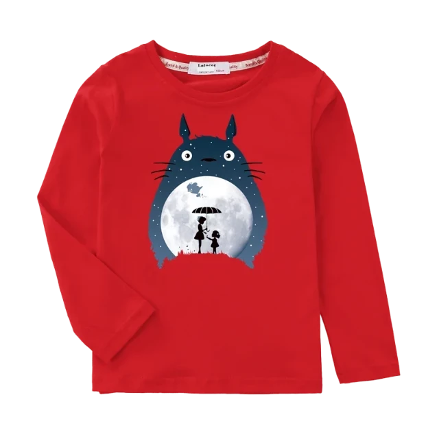 T-Shirt Manches Longues Enfant Totoro Fille et Garçon ROUGE