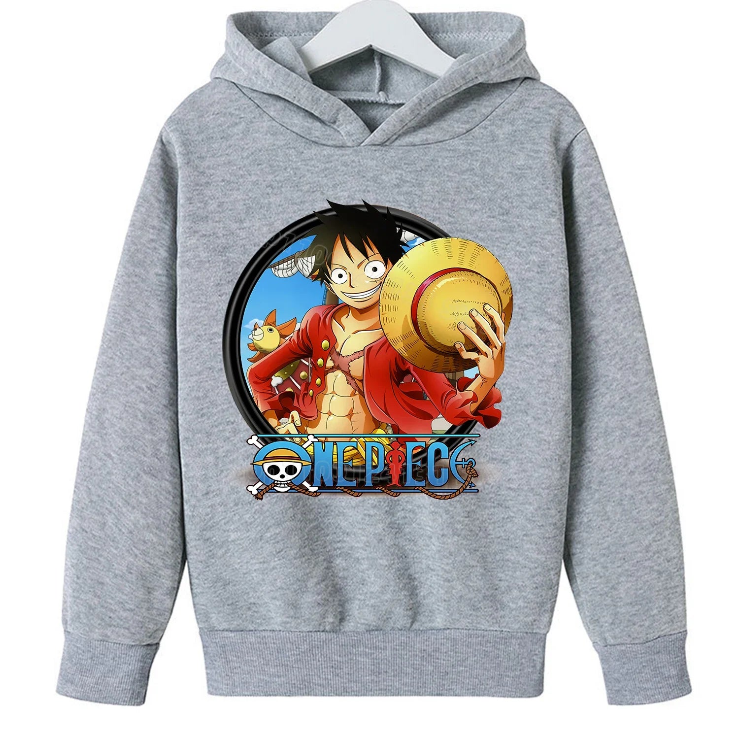 Sweat Pull Enfant One Piece Luffy Chapeau de Paille Gris