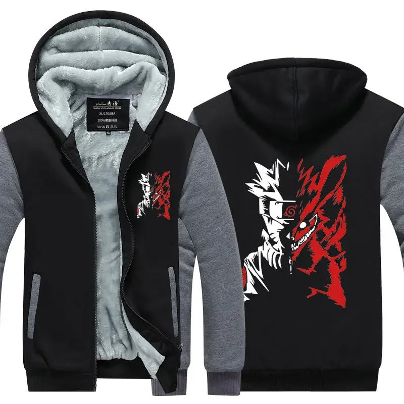 Veste Blouson Polaire Naruto Kurama Gris