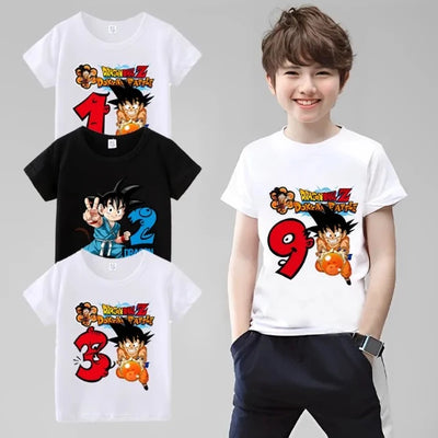 T-Shirt Enfant Dragon Ball Anniversaire Blanc Fille Garçon